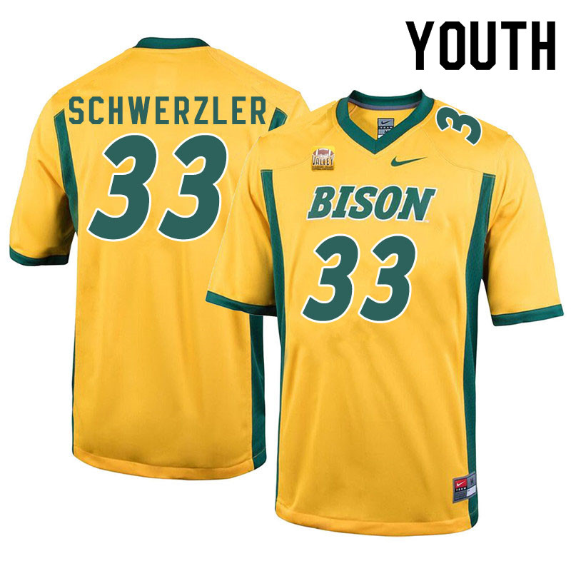 Youth #33 Mason Schwerzler North Dakota State Bison College Football Jerseys Sale-Yellow - Click Image to Close